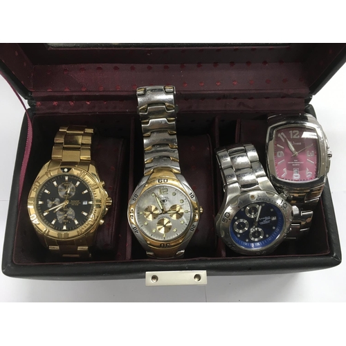 718 - Four gents watches comprising Accurist, Fossil and others,