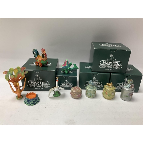 755 - Hantel Pewter Victorian miniatures, Phoenix, Fish, Trinket pots, Chicken etc.