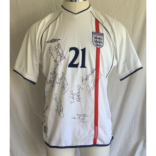 1000 - England 2001 - 2003 Match Issued Signed Football Shirt: White Umbro number 21 short sleeve signed by... 