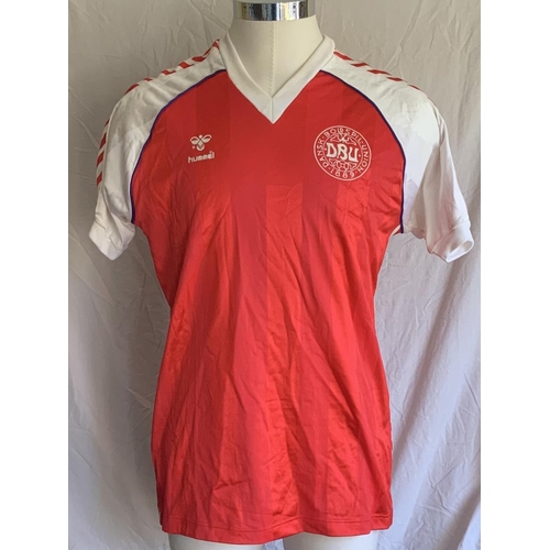 1001 - Denmark Jan Molby Euro 1984 Match Issued Football Shirt: Red short sleeve Hummel number 12 issued to... 