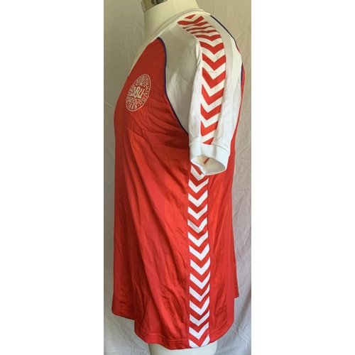 1001 - Denmark Jan Molby Euro 1984 Match Issued Football Shirt: Red short sleeve Hummel number 12 issued to... 