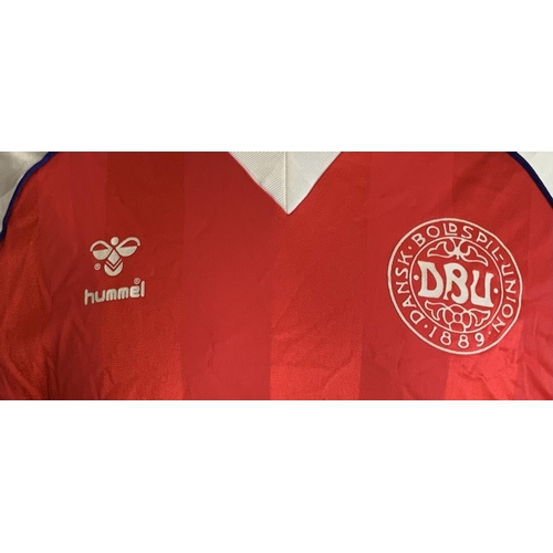 1001 - Denmark Jan Molby Euro 1984 Match Issued Football Shirt: Red short sleeve Hummel number 12 issued to... 