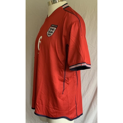 1003 - England 2002 Match Issued Football Shirt: Red short sleeve with number 2 to front and back. Campbell... 