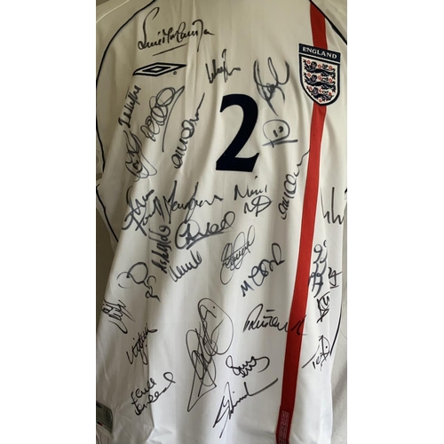 1004 - England 2001 Match Issued Football Shirt: White short sleeve XL with number 2 to front and back. Iss... 