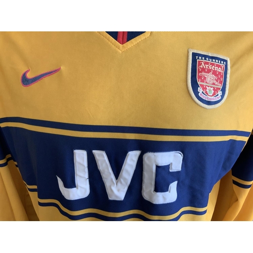 1007 - 97-99 Arsenal Away Replica Football Shirt: Harder to obtain yellow long sleeve with JVC sponsorship.... 