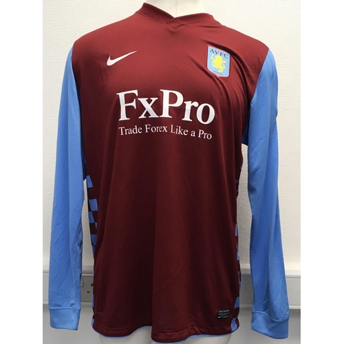 1020 - Aston Villa 2012 - 2013 Match Worn Football Shirt: Home long sleeve number 18 with Premier League ba... 