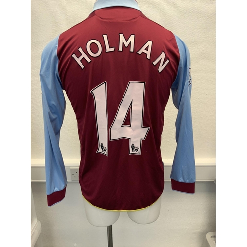 1021 - Aston Villa 2012 - 2013 Match Worn Football Shirt: Home long sleeve number 14 with Premier League ba... 