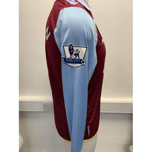 1021 - Aston Villa 2012 - 2013 Match Worn Football Shirt: Home long sleeve number 14 with Premier League ba... 