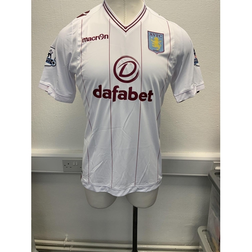 1022 - Aston Villa 2014 - 2015 Match Worn Football Shirt: Away short sleeve number 20 with Premier League b... 