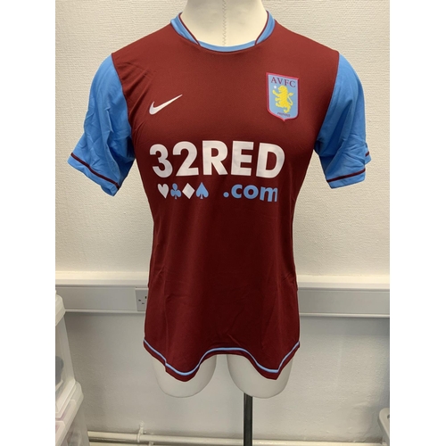 1024 - Aston Villa 2007 - 2008 Match Issued Football Shirt: Home short sleeve number 18 with Premier League... 