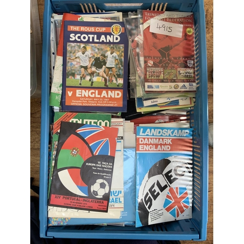 103 - England Away Football Programmes: 91 large format from the 70s onwards and 167 from the 50s to date ... 