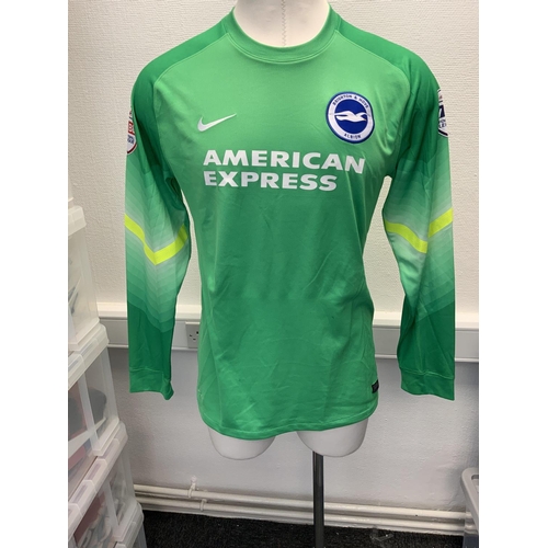 1035 - Brighton 2014 - 2015 Match Worn Goalkeeper Football Shirt: Long sleeve number 13 with Skybet badging... 