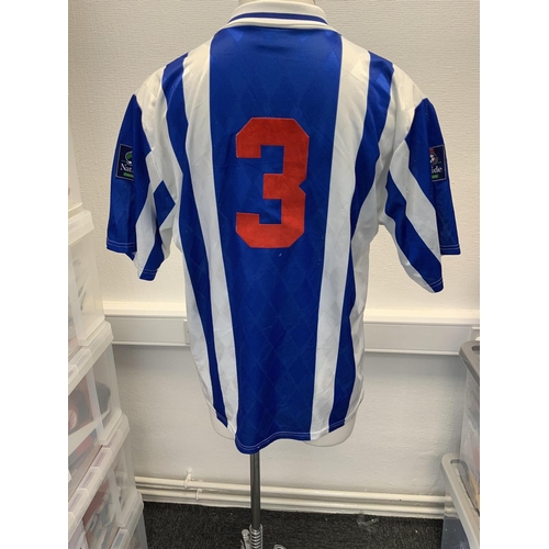 1037 - Brighton 1997 - 1998 Match Worn Football Shirt: Home short sleeve number 3 with Nationwide badging t... 