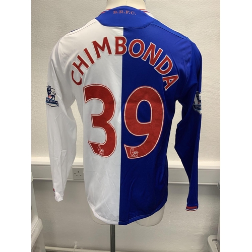 1043 - Blackburn Rovers 2009 - 2010 Match Worn Football Shirt: Home long sleeve number 39 with Premier Leag... 