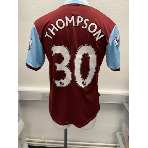 1046 - Burnley 2009 - 2010 Match Worn Football Shirt: Home short sleeve number 30 with Premier League badgi... 