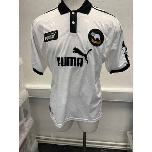 1066 - Derby County 1998 - 1999 Match Worn Football Shirt: Home short sleeve number 27 with Premier League ... 