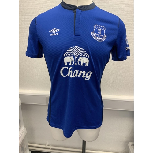 1068 - Everton 2014 - 2015 Match Worn Football Shirt: Home short sleeve number 14 with Premier League badgi... 