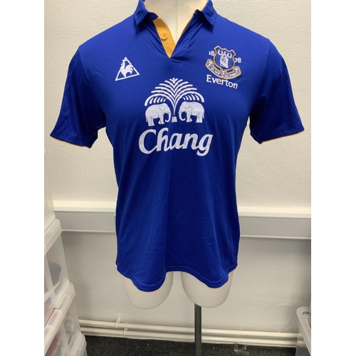 1071 - Everton 2011 - 2012 Match Worn Football Shirt: Home short sleeve number 7 with Premier League badgin... 