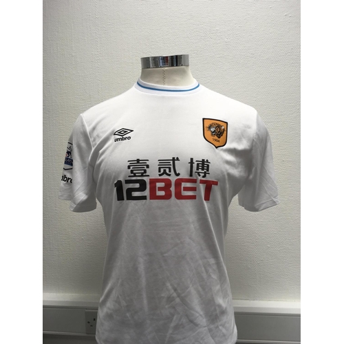 1081 - Hull City 2014 - 2015 Match Worn Football Shirt: Short sleeve 3rd kit number 8 with Premier League b... 