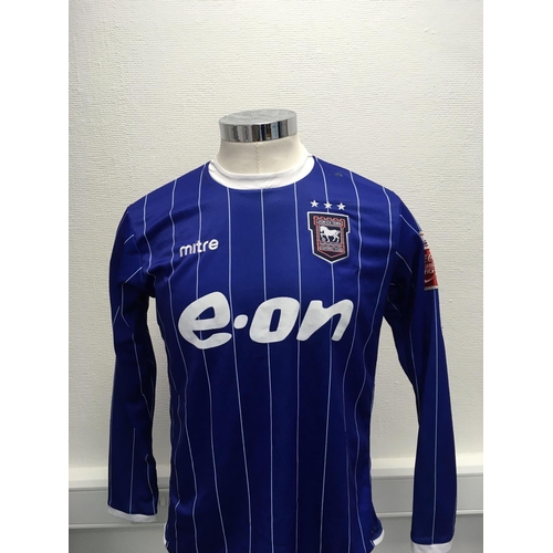 1085 - Ipswich Town 2011 - 2012 Match Issued Football Shirt: Home long sleeve number 24 with Football Leagu... 