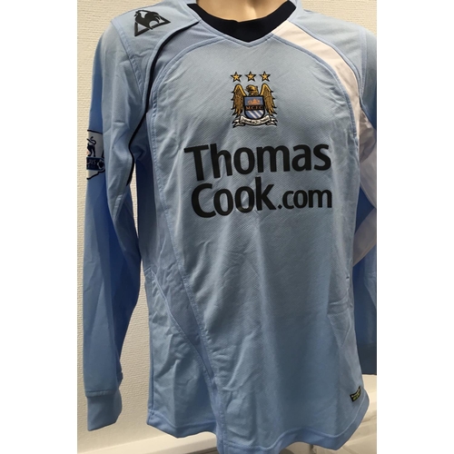 1099 - Manchester City 2008 - 2009 Match Worn Football Shirt: Long sleeve number 10 with Premier League bad... 