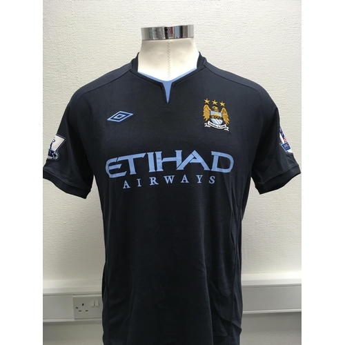 1101 - Manchester City 2010 - 2011 Match Worn Football Shirt: Away short sleeve number 42 with Premier Leag... 