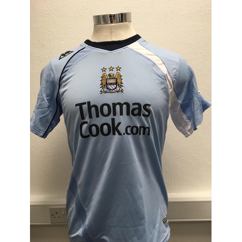 1102 - Manchester City 2008 - 2009 Match Worn Football Shirt: Home short sleeve number 11 with Premier Leag... 