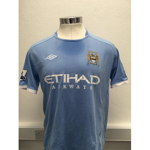 1104 - Manchester City 2010 - 2011 Match Worn Football Shirt: Home short sleeve number 42 with Premier Leag... 