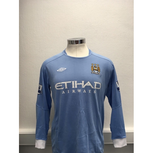 1106 - Manchester City 2010 - 2011 Match Worn Football Shirt: Home long sleeve number 19 with Premier Leagu... 