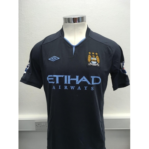 1109 - Manchester City 2010 - 2011 Match Worn Football Shirt: Away short sleeve number 19 with Premier Leag... 