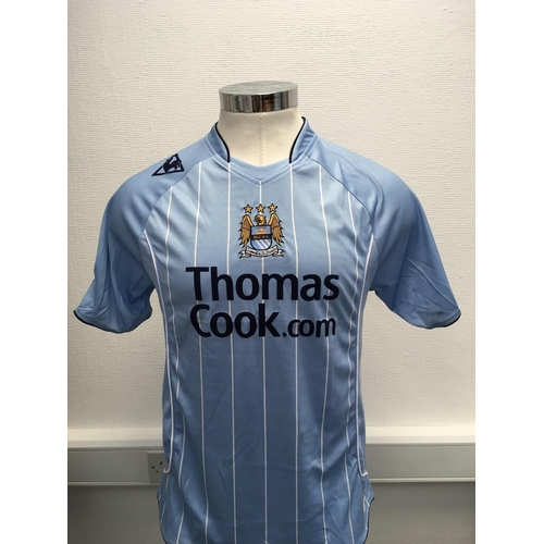 1110 - Manchester City 2007 - 2008 Match Worn Football Shirt: Home short sleeve number 11 with Premier Leag... 