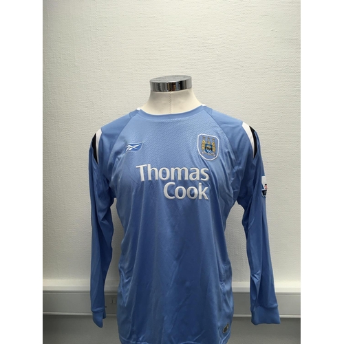 1112 - Manchester City 2004 - 2005 Match Worn Football Shirt: Home long sleeve number 39 with Premier Leagu... 