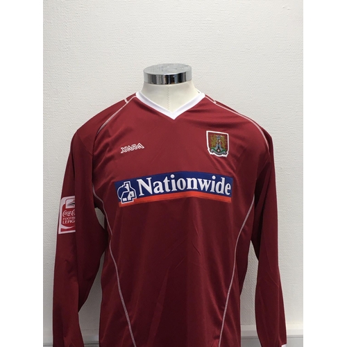 1118 - Northampton Town 2004 - 2005 Match Worn Football Shirt: Home long sleeve number 16 with Coca Cola Fo... 