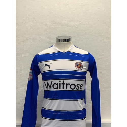 1130 - Reading 2011 - 2012 Match Worn Football Shirt: Home long sleeve number 11 with Npower badging to arm... 