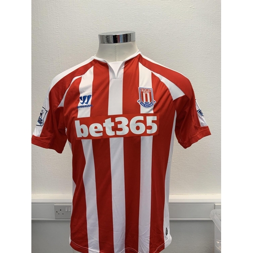 1134 - Stoke City 2014 - 2015 Match Worn Football Shirt: Home short sleeve number 16 with Premier League ba... 