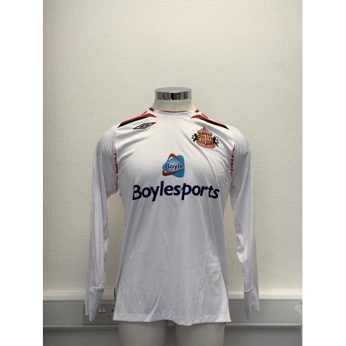 1135 - Sunderland 2007 - 2008 Match Worn Football Shirt: Away long sleeve number 10 with Premier League bad... 