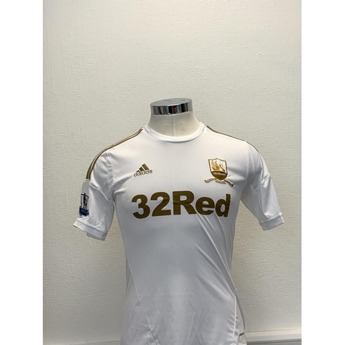 1137 - Swansea 2012 - 2013 Centenary Match Worn Football Shirt: Home short sleeve number 17 with Premier Le... 