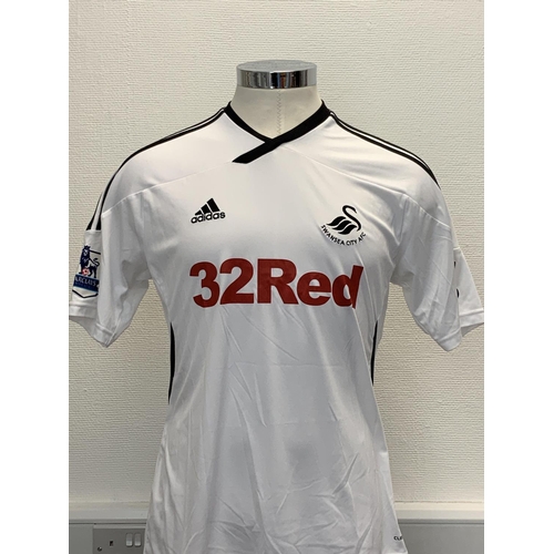 1139 - Swansea 2011 - 2012 Match Worn Football Shirt: Home short sleeve number 22 with Premier League badgi... 