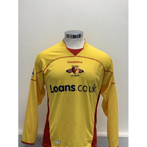 1144 - Watford 2006 - 2007 Match Worn Football Shirt: Home long sleeve number 10 with Premier League badgin... 