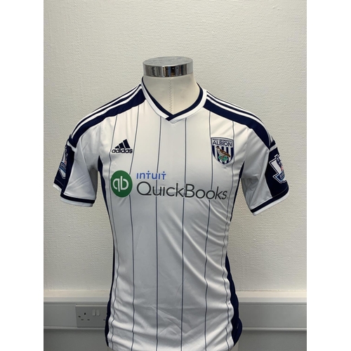 1154 - West Brom 2014 - 2015 Match Worn Football Shirt: Home short sleeve number 6  with Premier League bad... 