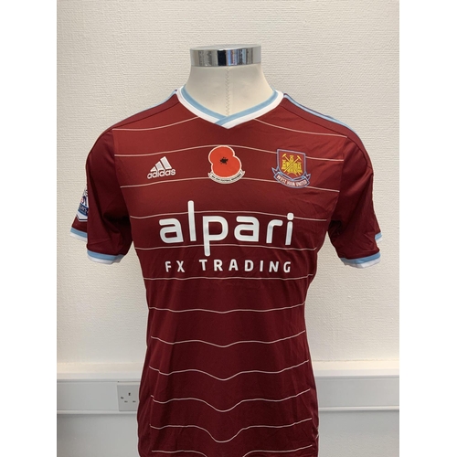 1157 - West Ham 2014 - 2015 Match Issued Poppy Football Shirt: Home short sleeve with poppy and number 20. ... 