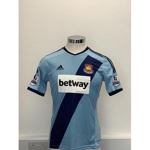 1165 - West Ham 2014 - 2015 Match Worn Football Shirt: Away short sleeve number 8 with Premier League badgi... 