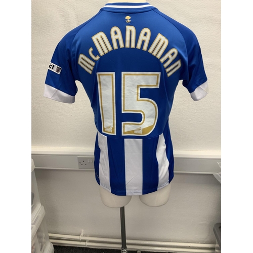 1172 - Wigan Athletic 2013 - 2014 Match Worn Football Shirt: Home short sleeve number 15 with Premier Leagu... 