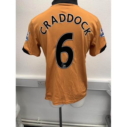 1175 - Wolves 2009 - 2010 Match Worn Football Shirt: Home short sleeve number 6 with Premier League badging... 