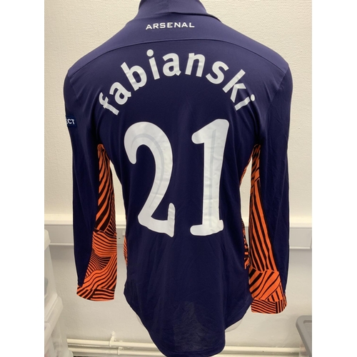 1176 - Arsenal 2011 - 2012 Match Worn Goalkeeper Football Shirt: Home long sleeve number 21 with Champions ... 