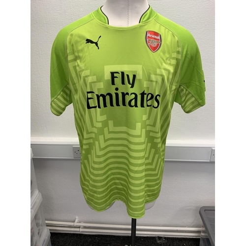 1180 - Arsenal 2014 - 2015 Match Worn Goalkeeper Football Shirt: Away short sleeve number 1 with FA Cup bad... 