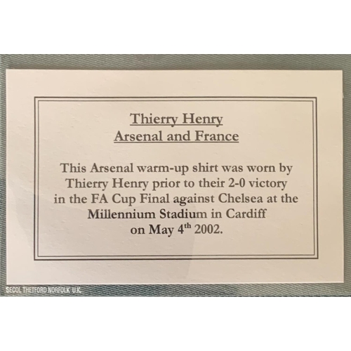 1190A - Henry Arsenal 2002 FA Cup Final Match Issued Warm Up Top: Grey Nike short sleeve top worn before the... 