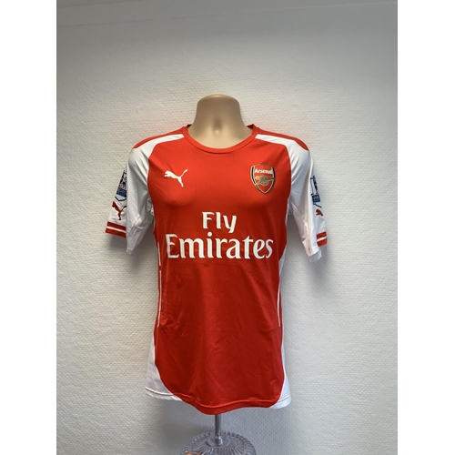 1210 - Arsenal 2014 - 2015 Match Worn Football Shirt: Home short sleeve number 9 with Premier League badgin... 