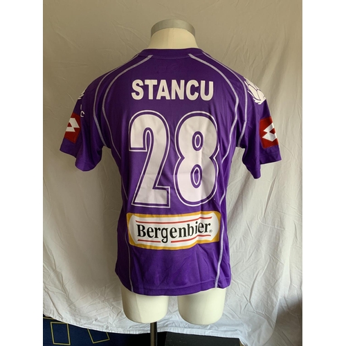 1248 - Timisoara 2008 - 2009 Match Worn Football Shirt: Home short sleeve number 28 with unknown badging to... 