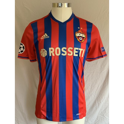 1257 - CKSA Moscow 2016 - 2017 Match Worn Football Shirt: Home short sleeve number 4 with Champions League ... 